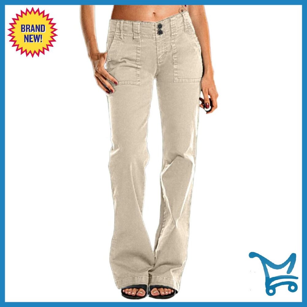 Wide Leg Cargo Pants Mid Waist Straight Leg Business Casual Work